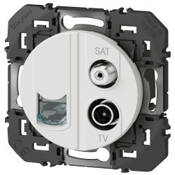 600358 Legrand - Dooxie Prise TV-SAT + RJ45 catégorie 6 STP compacte - Blanc