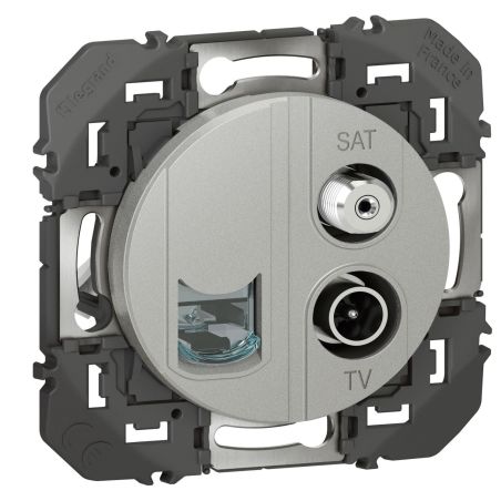 600458 Legrand - Dooxie Prise TV-SAT + RJ45 catégorie 6 STP compacte - Aluminium