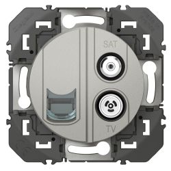 600458 Legrand - Dooxie Prise TV-SAT + RJ45 catégorie 6 STP compacte - Aluminium