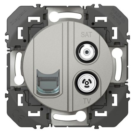 600458 Legrand - Dooxie Prise TV-SAT + RJ45 catégorie 6 STP compacte - Aluminium