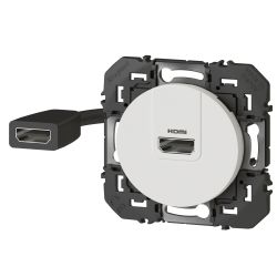 600385 Legrand - Dooxie Prise HDMI 2.0 Type A préconnectorisée - Blanc