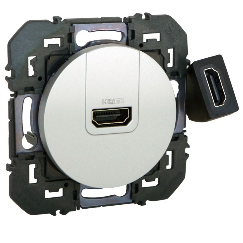 600485 Legrand - Dooxie Prise HDMI 2.0 Type A préconnectorisée - Aluminium