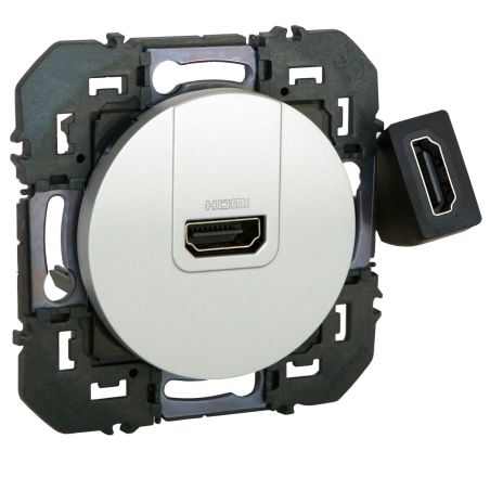600485 Legrand - Dooxie Prise HDMI 2.0 Type A préconnectorisée - Aluminium