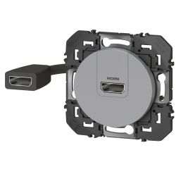 600485 Legrand - Dooxie Prise HDMI 2.0 Type A préconnectorisée - Aluminium
