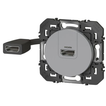 600485 Legrand - Dooxie Prise HDMI 2.0 Type A préconnectorisée - Aluminium
