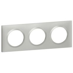 600853 Legrand - Dooxie Plaque de finition carrée 3 postes - Aluminium