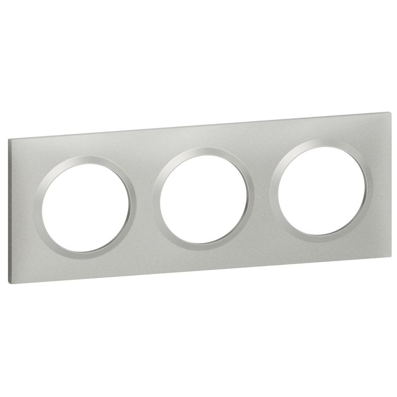 600853 Legrand - Dooxie Plaque de finition carrée 3 postes - Aluminium