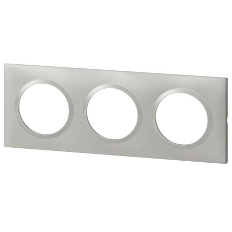 600853 Legrand - Dooxie Plaque de finition carrée 3 postes - Aluminium