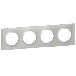 600854 Legrand - Dooxie Plaque de finition carrée 4 postes - Aluminium