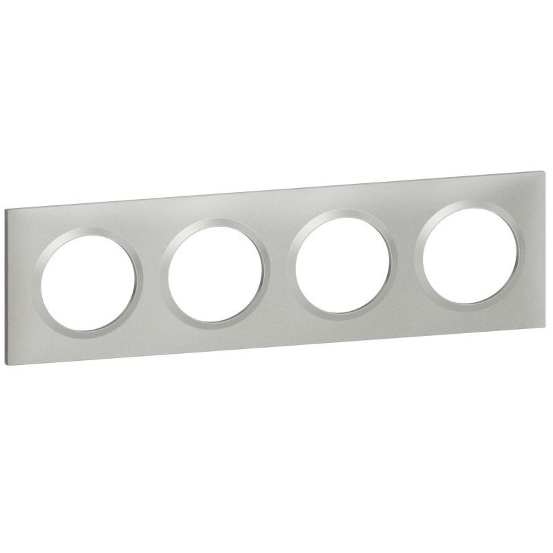 600854 Legrand - Dooxie Plaque de finition carrée 4 postes - Aluminium