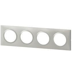 600854 Legrand - Dooxie Plaque de finition carrée 4 postes - Aluminium
