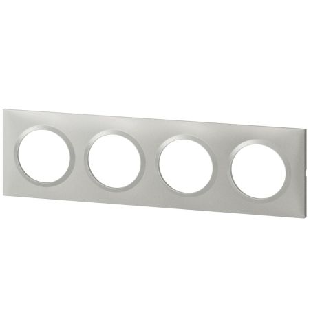 600854 Legrand - Dooxie Plaque de finition carrée 4 postes - Aluminium