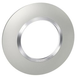 600975 Legrand - Dooxie Plaque de finition ronde 1 poste avec bague effet chrome - Aluminium