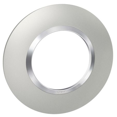 600975 Legrand - Dooxie Plaque de finition ronde 1 poste avec bague effet chrome - Aluminium