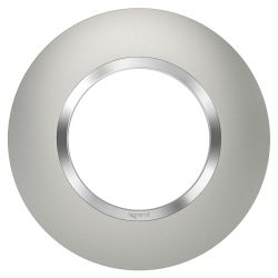 600975 Legrand - Dooxie Plaque de finition ronde 1 poste avec bague effet chrome - Aluminium