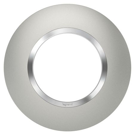 600975 Legrand - Dooxie Plaque de finition ronde 1 poste avec bague effet chrome - Aluminium