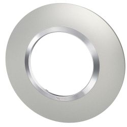600975 Legrand - Dooxie Plaque de finition ronde 1 poste avec bague effet chrome - Aluminium