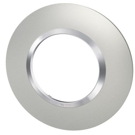 600975 Legrand - Dooxie Plaque de finition ronde 1 poste avec bague effet chrome - Aluminium
