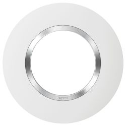 600973 Legrand - Dooxie Plaque de finition ronde 1 poste avec bague effet chrome - Blanc bague chrome