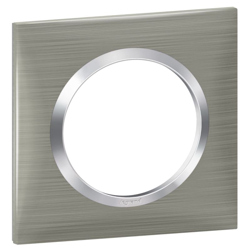 600871 Legrand - Dooxie Plaque de finition carrée 1 poste - Inox brossé