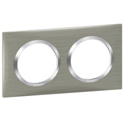 600872 Legrand - Dooxie Plaque de finition carrée 2 postes - Inox brossé