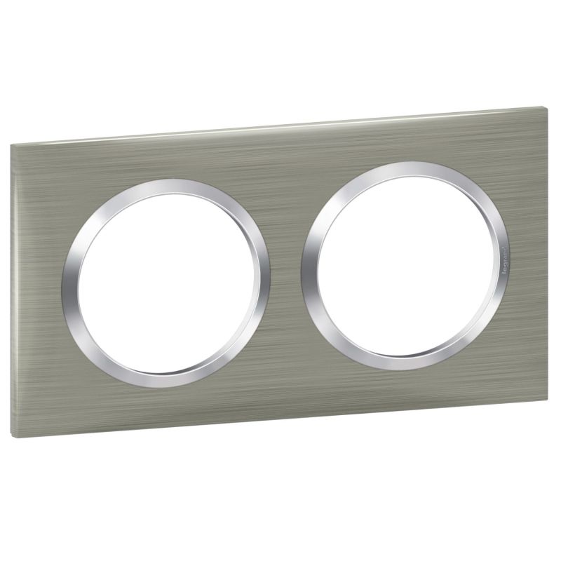 600872 Legrand - Dooxie Plaque de finition carrée 2 postes - Inox brossé