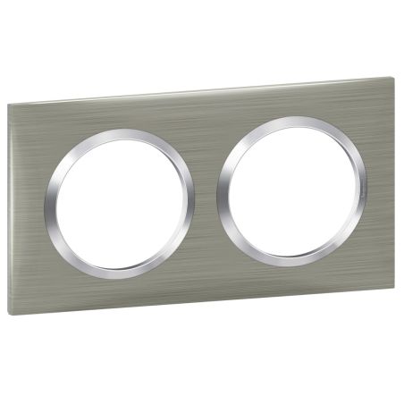 600872 Legrand - Dooxie Plaque de finition carrée 2 postes - Inox brossé