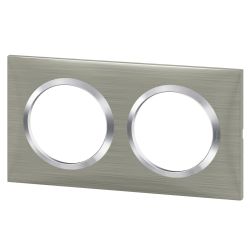 600872 Legrand - Dooxie Plaque de finition carrée 2 postes - Inox brossé