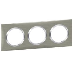 600873 Legrand - Dooxie Plaque de finition carrée 3 postes - Inox brossé