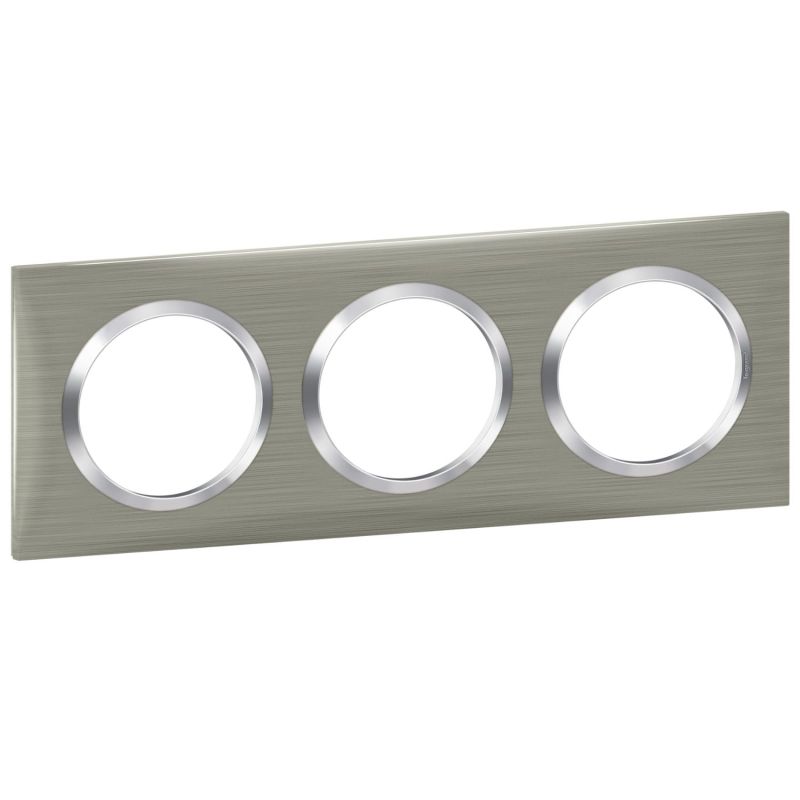 600873 Legrand - Dooxie Plaque de finition carrée 3 postes - Inox brossé