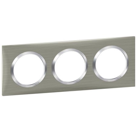 600873 Legrand - Dooxie Plaque de finition carrée 3 postes - Inox brossé