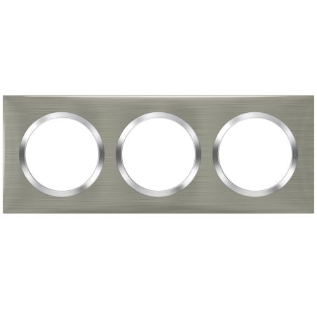600873 Legrand - Dooxie Plaque de finition carrée 3 postes - Inox brossé