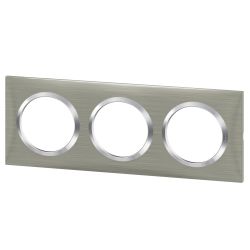600873 Legrand - Dooxie Plaque de finition carrée 3 postes - Inox brossé