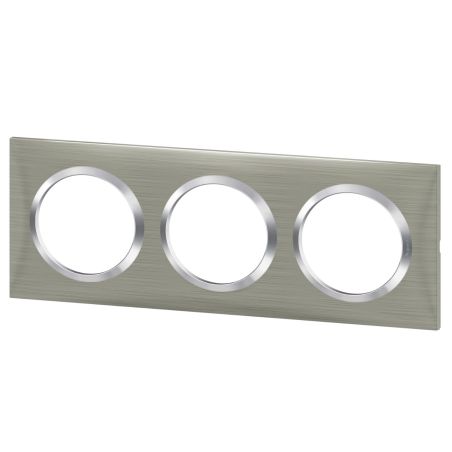 600873 Legrand - Dooxie Plaque de finition carrée 3 postes - Inox brossé