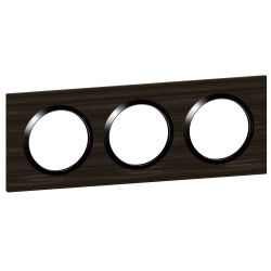 600883 Legrand - Dooxie Plaque de finition carrée 3 postes - Bois ébène