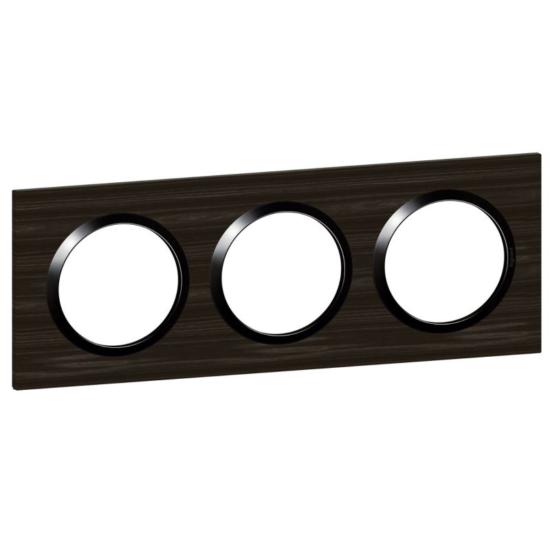 600883 Legrand - Dooxie Plaque de finition carrée 3 postes - Bois ébène