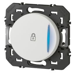 600015 Legrand - Dooxie Poussoir simple lumineux avec marquage cadenas à équiper d'un voyant 6A 250V - Blanc