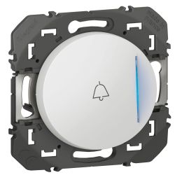 600019 Legrand - Dooxie Poussoir simple lumineux avec marquage sonnette à équiper d'un voyant 6A 250V - Blanc