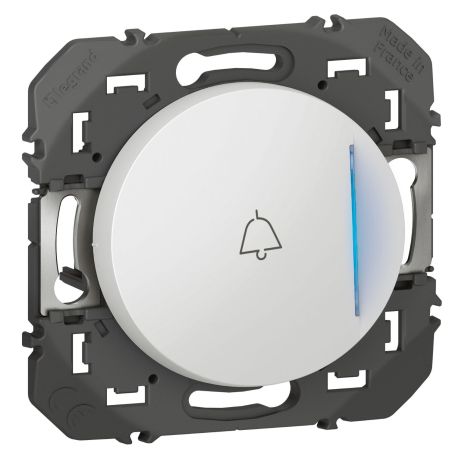 600019 Legrand - Dooxie Poussoir simple lumineux avec marquage sonnette à équiper d'un voyant 6A 250V - Blanc