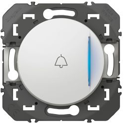 600019 Legrand - Dooxie Poussoir simple lumineux avec marquage sonnette à équiper d'un voyant 6A 250V - Blanc
