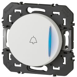 600019 Legrand - Dooxie Poussoir simple lumineux avec marquage sonnette à équiper d'un voyant 6A 250V - Blanc