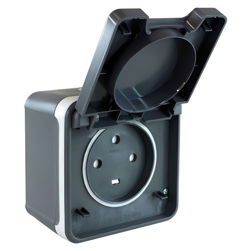 60843 EUR'OHM OXXO 	Prise électrique étanche 3P+T 20A gris IP55