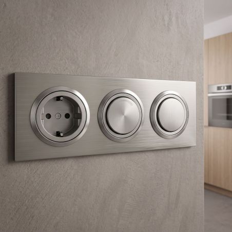 600873 Legrand - Dooxie Plaque de finition carrée 3 postes - Inox brossé