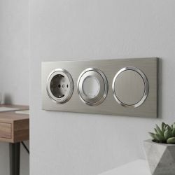 600873 Legrand - Dooxie Plaque de finition carrée 3 postes - Inox brossé
