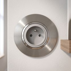 600978 Legrand - Dooxie Plaque de finition ronde 1 poste - Inox brossé