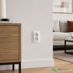 600721 Legrand - Dooxie One Double prise de courant 2P+T easyréno 16A livrée avec plaque et griffes - Blanc