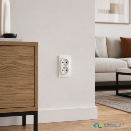 600721 Legrand - Dooxie One Double prise de courant 2P+T easyréno 16A livrée avec plaque et griffes - Blanc
