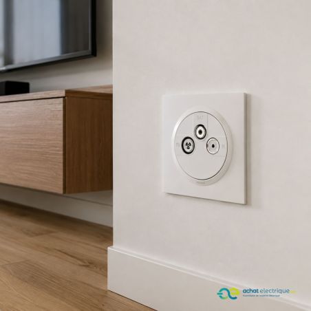 600753 Legrand - Dooxie One Prise TV-R-SAT 1 câble livrée avec plaque et griffes - Blanc