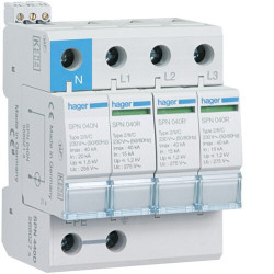 SPN440R Hager - Parafoudre tétrapolaire de type 2  - 40 kA - report de signalisation