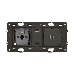 CM0145 Ensemble mécanisme prise de courant 2P+T 16A et mécanisme prise double USB TYPE-C, précablée, avec support Legrand Célian